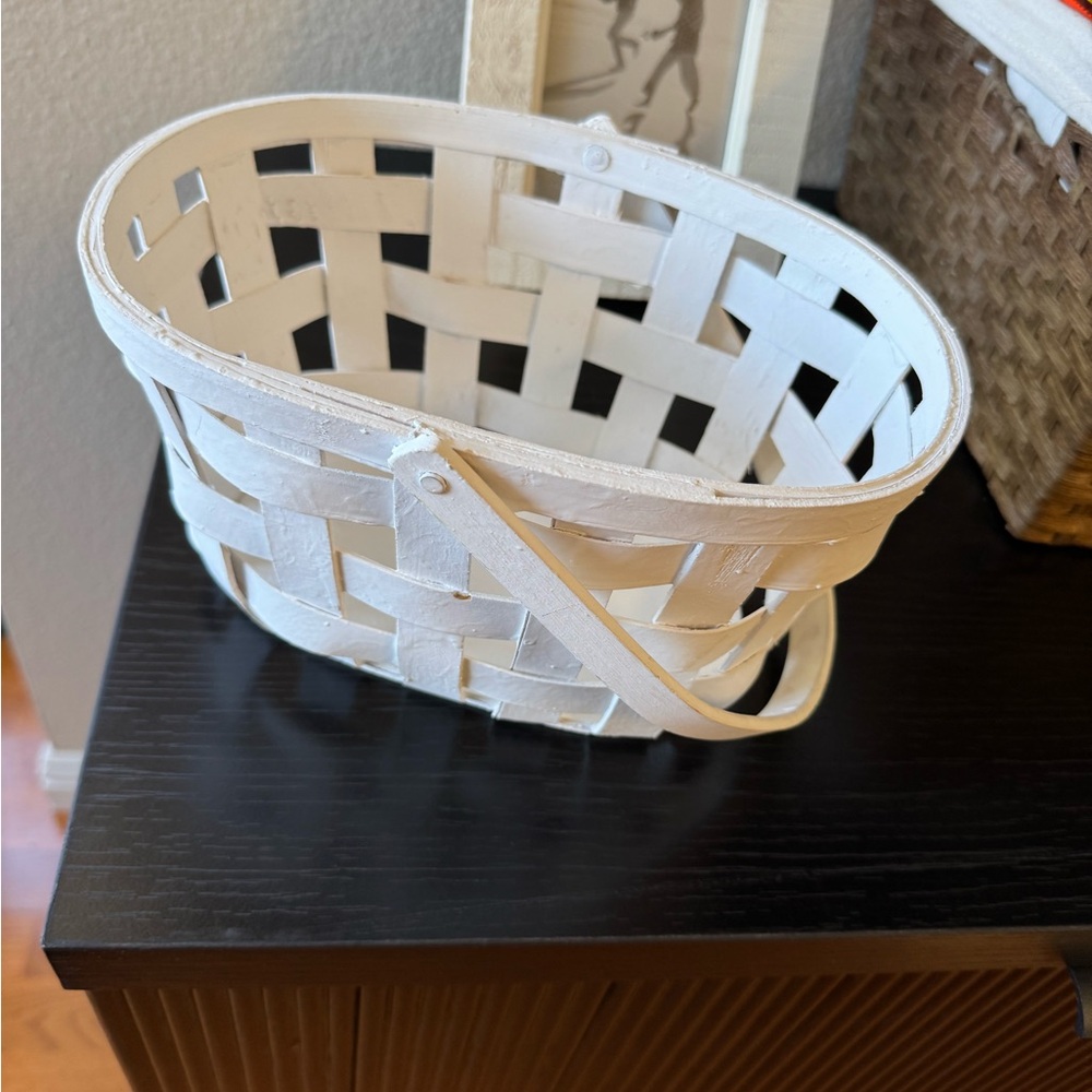 White Basket with Handle